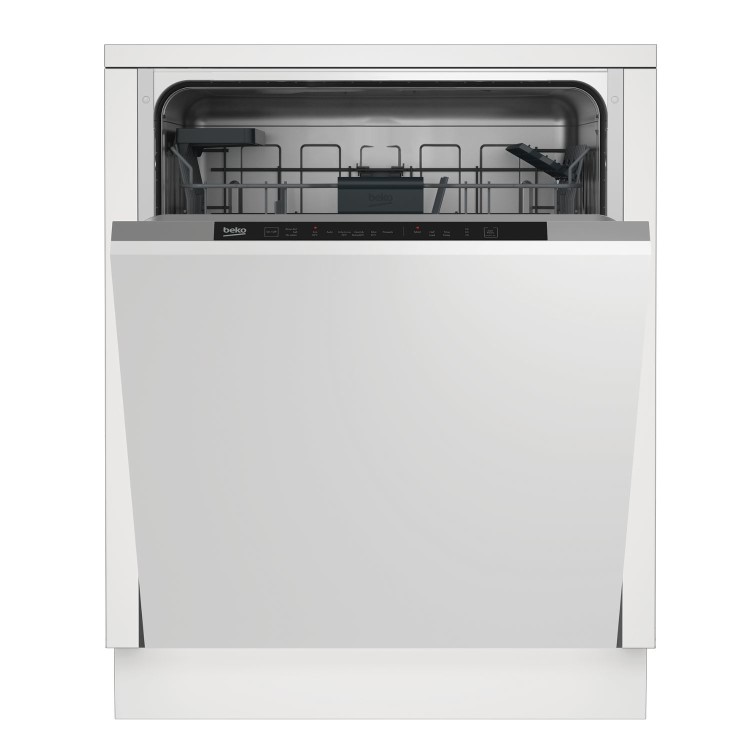 Beko Quick&Shine Integrated Dishwasher - D-Rated Black and silver control panel